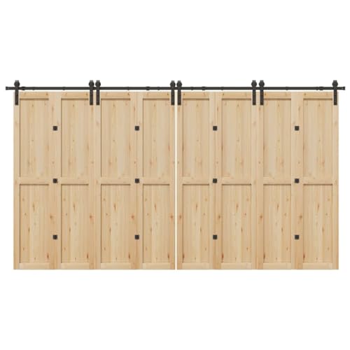 INLIFE Schiebetürbeschlag-Set 400 cm Stahl Schwarz,Heimwerkerbedarf,Baumaterialien,Türbeschläge & -klingeln,22.1 KG,3295804 von INLIFE