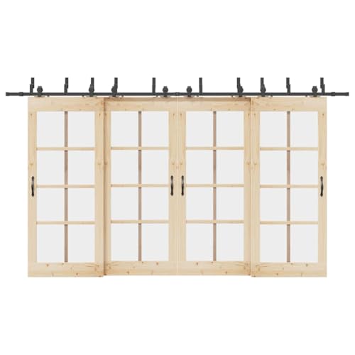 INLIFE Schiebetürbeschlag-Set 400 cm Stahl Schwarz,Heimwerkerbedarf,Baumaterialien,Türbeschläge & -klingeln,34.72 KG,3295750 von INLIFE