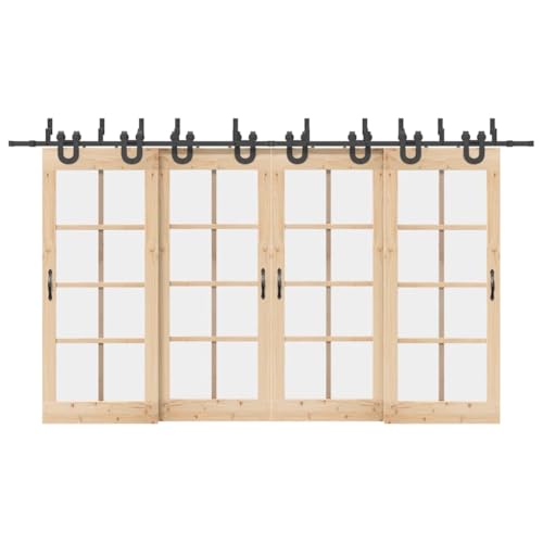 INLIFE Schiebetürbeschlag-Set 400 cm Stahl Schwarz,Heimwerkerbedarf,Baumaterialien,Türbeschläge & -klingeln,42.88 KG,3295754 von INLIFE