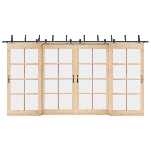 INLIFE Schiebetürbeschlag-Set 427 cm Stahl Schwarz,Heimwerkerbedarf,Baumaterialien,Türbeschläge & -klingeln,33.56 KG,3295748 von INLIFE
