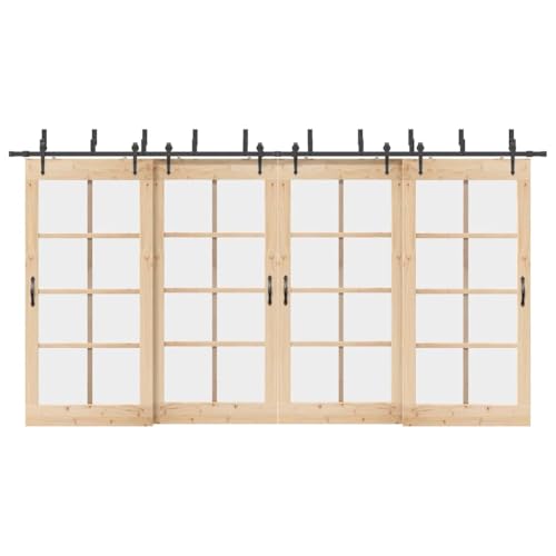 INLIFE Schiebetürbeschlag-Set 427 cm Stahl Schwarz,Heimwerkerbedarf,Baumaterialien,Türbeschläge & -klingeln,36.36 KG,3295746 von INLIFE