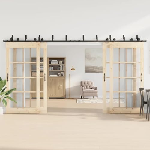 INLIFE Schiebetürbeschlag-Set 427 cm Stahl Schwarz,Heimwerkerbedarf,Baumaterialien,Türbeschläge & -klingeln,37.04 KG,3295752 von INLIFE