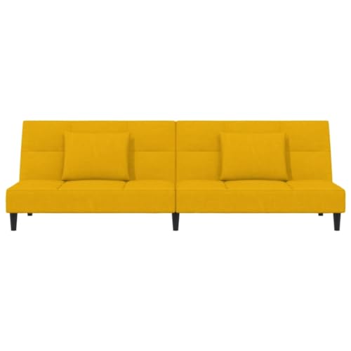 INLIFE Schlafsofa 2-Sitzer mit 2 Kissen Gelb Samt,Möbel,Sofas,Gelb,24.1 KG,375813 von INLIFE