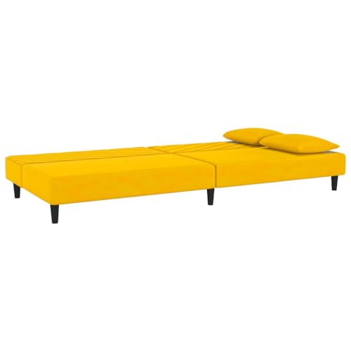 INLIFE Schlafsofa 2-Sitzer mit 2 Kissen Gelb Samt,Möbel,Sofas,Gelb,24.65 KG,375916 von INLIFE
