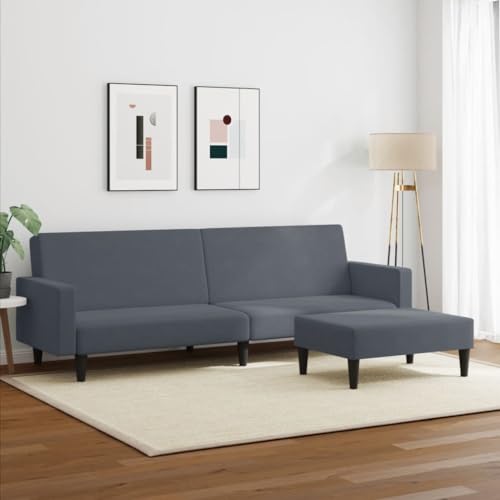 INLIFE Schlafsofa 2-Sitzer mit Fußhocker Dunkelgrau Samt,Möbel,Sofas,Grau,35.8 KG,3216237 von INLIFE