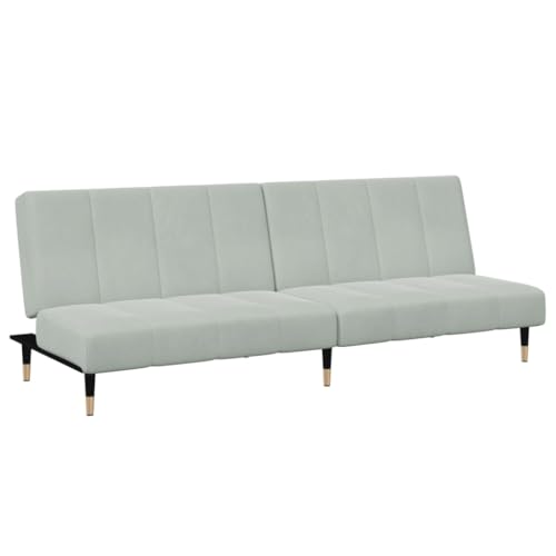INLIFE Schlafsofa 2-Sitzer mit Fußhocker Hellgrau Samt,Möbel,Sofas,Grau,31.15 KG,3258145 von INLIFE