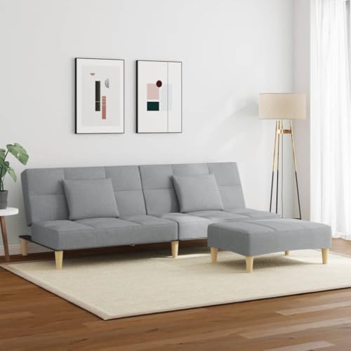 INLIFE Schlafsofa 2-Sitzer mit Fußhocker Hellgrau Stoff,Möbel,Sofas,Grau,31.45 KG,3258103 von INLIFE