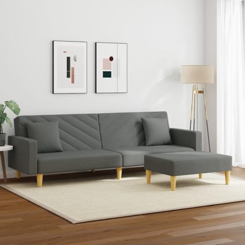 INLIFE Schlafsofa 2-Sitzer mit Kissen und Fußhocker Dunkelgrau Stoff,Möbel,Sofas,Grau,36.75 KG,3216259 von INLIFE