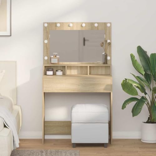 INLIFE Schminktisch Sonoma Eiche 79 x 41 x 135 cm Holzwerkstoff,Möbel,Schränke,Spiegel- & Waschbeckenunterschränke,Schminktische,Braun,25 KG,865111 INLIFE Schminktisch Sonoma Eiche 79 x 41 x 135 cm Holzwerkstoff,Möbel,Schränke,Spiegel- & Waschbeckenunterschränke,Schminktische,Braun,25 KG,865111 von INLIFE