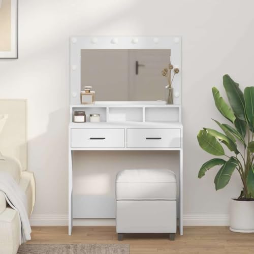 INLIFE Schminktisch mit Schubladen Weiß 79 x 41 x 135 cm Holzwerkstoff,Möbel,Schränke,Spiegel- & Waschbeckenunterschränke,Schminktische,Weiß,28.4 KG,865082 INLIFE Schminktisch mit Schubladen Weiß 79 x 41 x 135 cm Holzwerkstoff,Möbel,Schränke,Spiegel- & Waschbeckenunterschränke,Schminktische,Weiß,28.4 KG,865082 von INLIFE