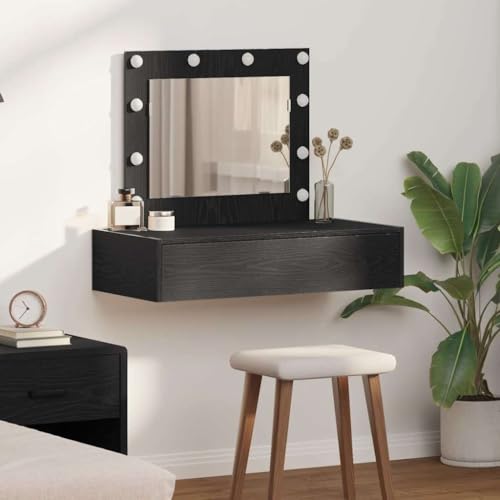 INLIFE Schminktisch mit Speicher Schwarz 83 x 40 x 70 cm Holzwerkstoff,Möbel,Schränke,Spiegel- & Waschbeckenunterschränke,Schminktische,Schwarz,21 KG,865227 von INLIFE