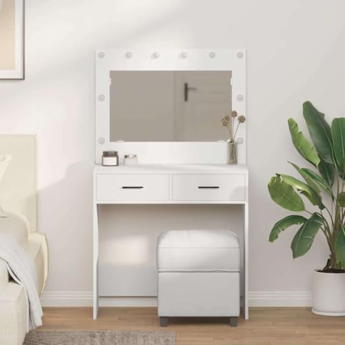 INLIFE Schminktisch mit Speicher Weiß 78,5 x 41 x 135 cm Holzwerkstoff,Möbel,Schränke,Spiegel- & Waschbeckenunterschränke,Schminktische,Weiß,27.15 KG,865028 INLIFE Schminktisch mit Speicher Weiß 78,5 x 41 x 135 cm Holzwerkstoff,Möbel,Schränke,Spiegel- & Waschbeckenunterschränke,Schminktische,Weiß,27.15 KG,865028 von INLIFE