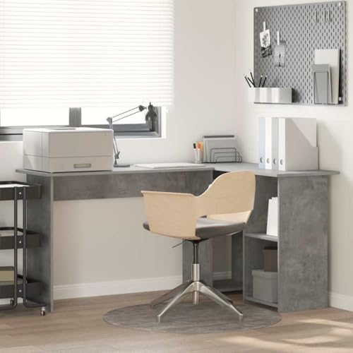 INLIFE Schreibtisch Betongrau 142 x 102 x 73 cm Holzwerkstoff,Möbel,Büromöbel,Schreibtische,Grau,28.05 KG,869293 von INLIFE
