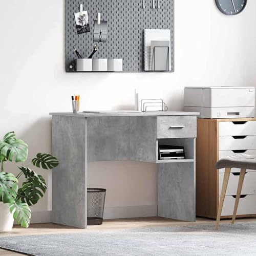 INLIFE Schreibtisch Betongrau 90 x 49,5 x 75 cm Holzwerkstoff,Möbel,Büromöbel,Schreibtische,Grau,20.4 KG,869269 von INLIFE