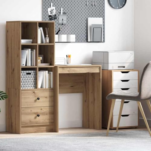 INLIFE Schreibtisch Eiche handwerklich 60 x 40 x 76 cm Holzwerkstoff,Möbel,Büromöbel,Schreibtische,Braun,11.92 KG,869377 von INLIFE
