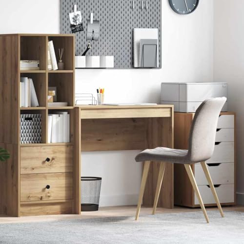 INLIFE Schreibtisch Eiche handwerklich 80 x 40 x 76 cm Holzwerkstoff,Möbel,Büromöbel,Schreibtische,Braun,13.9 KG,869393 von INLIFE