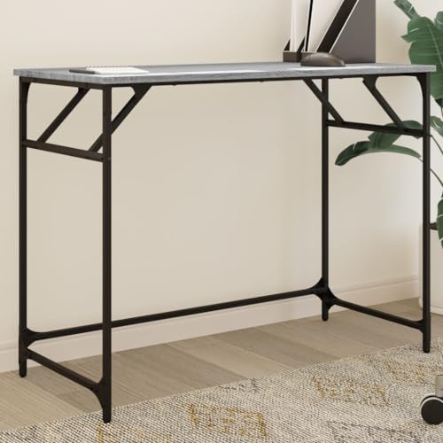 INLIFE Schreibtisch Grau Sonoma 100x45x76 cm Holzwerkstoff und Stahl,Möbel,Büromöbel,Schreibtische,Grau,10.46 KG,842269 von INLIFE