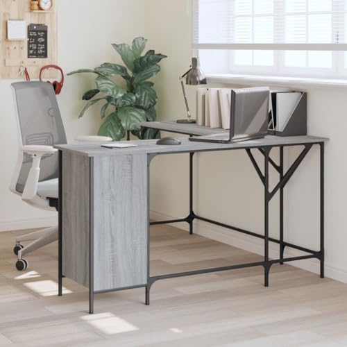 INLIFE Schreibtisch Grau Sonoma 141x141x75 cm Holzwerkstoff,Möbel,Büromöbel,Schreibtische,Grau,30 KG,837600 von INLIFE