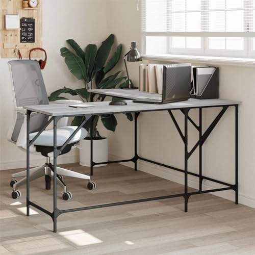 INLIFE Schreibtisch Grau Sonoma 149x149x75 cm Holzwerkstoff,Möbel,Büromöbel,Schreibtische,Grau,23 KG,837585 von INLIFE