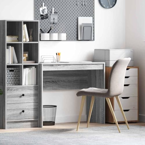 INLIFE Schreibtisch Grau Sonoma 90 x 40 x 76 cm Holzwerkstoff,Möbel,Büromöbel,Schreibtische,Grau,14.65 KG,869399 von INLIFE