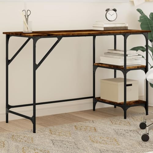 INLIFE Schreibtisch Räuchereiche 120x50x75 cm Metall Holzwerkstoff,Möbel,Büromöbel,Schreibtische,Smoked Oak,17.01 KG,845323 von INLIFE