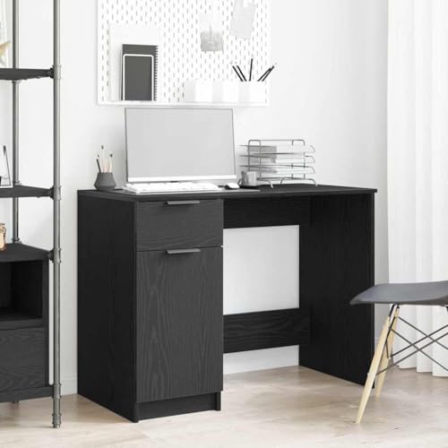 INLIFE Schreibtisch Schwarze Eiche 100 x 50 x 75 cm Holzwerkstoff,Möbel,Büromöbel,Schreibtische,Schwarz,27.8 KG,862779 von INLIFE