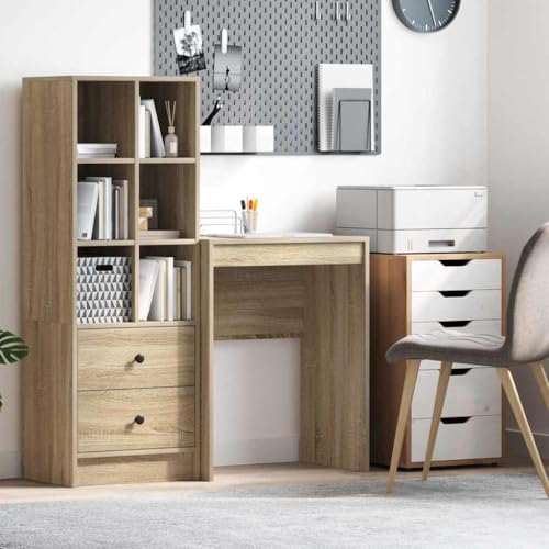 INLIFE Schreibtisch Sonoma Eiche 60 x 40 x 76 cm Holzwerkstoff,Möbel,Büromöbel,Schreibtische,Braun,11.92 KG,869372 von INLIFE