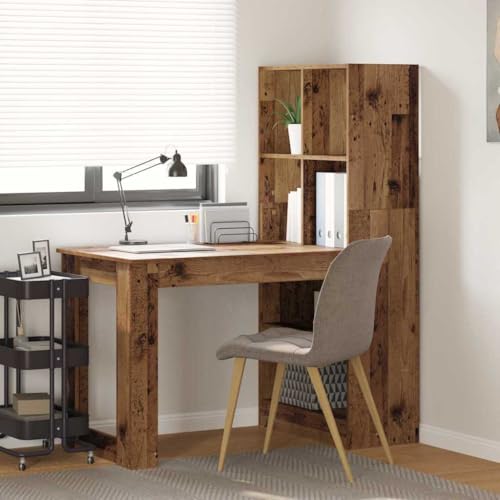 INLIFE Schreibtisch mit Regal Altholz 122 x 67 x 145 cm Holzwerkstoff,Möbel,Büromöbel,Schreibtische,Braun,43.3 KG,3337263 von INLIFE