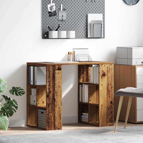 INLIFE Schreibtisch mit Regal Altholz 90 x 50 x 75 cm Holzwerkstoff,Möbel,Büromöbel,Schreibtische,Braun,21.95 KG,869512 von INLIFE