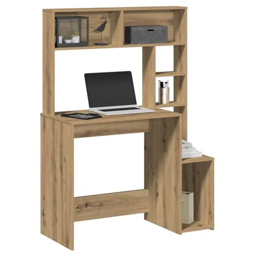 INLIFE Schreibtisch mit Regal Artisan-Eiche 100x45x140cm Holzwerkstoff,Möbel,Büromöbel,Schreibtische,Braun,26.35 KG,860444 von INLIFE
