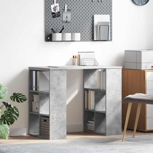 INLIFE Schreibtisch mit Regal Grau 90 x 50 x 75 cm Holzwerkstoff,Möbel,Büromöbel,Schreibtische,Grau,21.95 KG,869509 von INLIFE