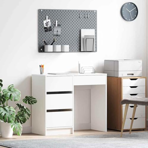 INLIFE Schreibtisch mit Regal Weiß 90 x 37.5 x 75 cm Holzwerkstoff,Möbel,Büromöbel,Schreibtische,Weiß,25.45 KG,869490 von INLIFE