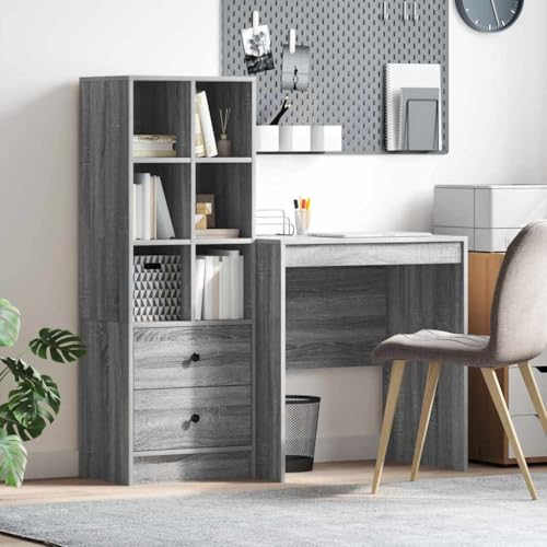 INLIFE Schreibtisch mit Stauraum 2 pcs Grau Sonoma 70 x 50 x 76 cm,Möbel,Schränke,Sideboards,Grau,43.95 KG,3337350 von INLIFE