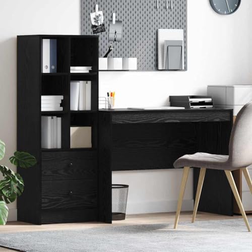 INLIFE Schreibtisch mit Stauraum 2 pcs Schwarze Eiche 100 x 50 x 76 cm,Möbel,Schränke,Sideboards,Schwarz,47.3 KG,3337370 von INLIFE