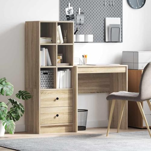 INLIFE Schreibtisch mit Stauraum 2 pcs Sonoma Eiche 70 x 40 x 76 cm,Möbel,Schränke,Sideboards,Braun,40.8 KG,3337307 von INLIFE