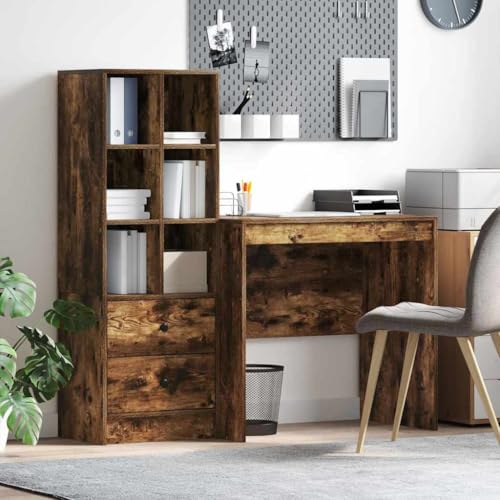 INLIFE Schreibtisch mit Stauraum mit Regal 2 pcs Geräucherte Eiche,Möbel,Schränke,Sideboards,Braun,46.05 KG,3337365 INLIFE Schreibtisch mit Stauraum mit Regal 2 pcs Geräucherte Eiche,Möbel,Schränke,Sideboards,Braun,46.05 KG,3337365 von INLIFE