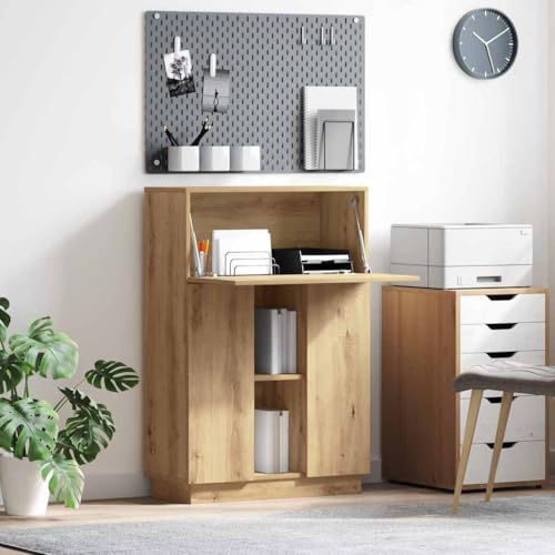 INLIFE Schreibtisch mit Tür Eiche handwerklich 71,5 x 31,5 x 106,5 cm,Möbel,Büromöbel,Schreibtische,Braun,28.1 KG,869489 von INLIFE