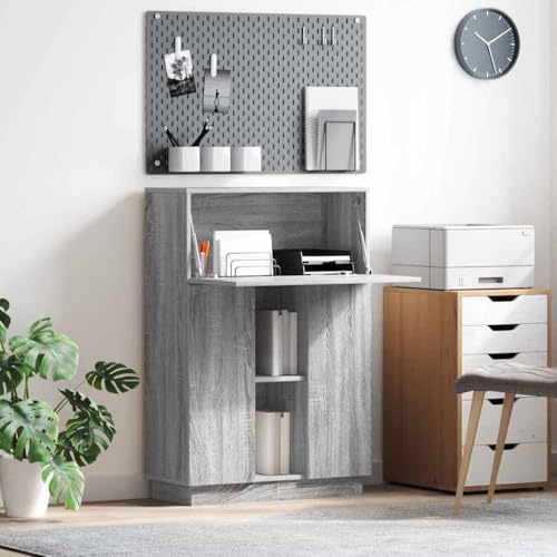 INLIFE Schreibtisch mit Tür Grau 71,5 x 31,5 x 106,5 cm Holzwerkstoff,Möbel,Büromöbel,Schreibtische,Grau,28.1 KG,869487 von INLIFE