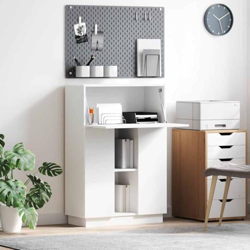 INLIFE Schreibtisch mit Tür Weiß 71,5 x 31,5 x 106,5 cm Holzwerkstoff,Möbel,Büromöbel,Schreibtische,Weiß,28.1 KG,869482 von INLIFE