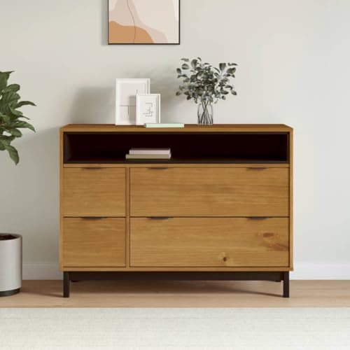 INLIFE Schubladenschrank FLAM 110x40x80 cm Massivholz Kiefer,Möbel,Schränke,Kommoden,Braun,35.2 KG,376071 von INLIFE