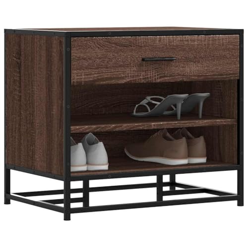 INLIFE Schuhbank Braun Eichen-Optik 60x40x53,5 cm Holzwerkstoff Metall,Möbel,Sitzbänke,Truhen- & Flurbänke,Braun,19.71 KG,849223 von INLIFE