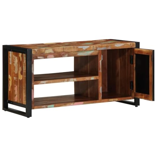 INLIFE Schuhbank Mehrfarbig 100 x 40 x 50 cm Massivholz Altholz,Möbel,Sitzbänke,Truhen- & Flurbänke,Mehrfarbig,26.25 KG,4013602 von INLIFE