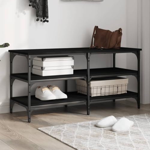 INLIFE Schuhbank Schwarz 100x38,5x49cm Holzwerkstoff,Möbel,Sitzbänke,Truhen- & Flurbänke,Schwarz,17.69 KG,839043 von INLIFE