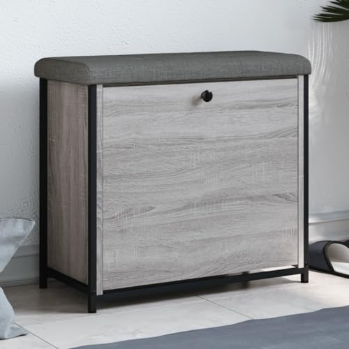 INLIFE Schuhbank mit Klappe Grau Sonoma 62x32x56 cm,Möbel,Sitzbänke,Truhen- & Flurbänke,Grau,16.9 KG,835120 von INLIFE
