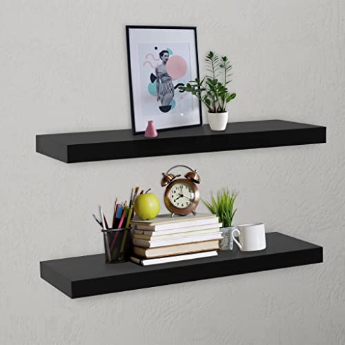 INLIFE Schweberegale 2 STK. Schwarz 80 x 20 x 3,8 cm von INLIFE