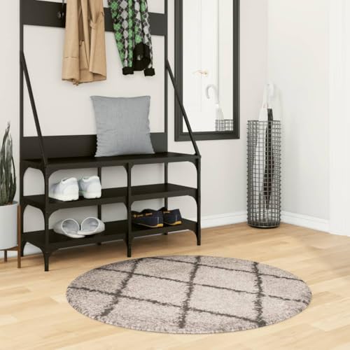 INLIFE Shaggy-Teppich Pamplona Hochflor Modern Beige Anthrazit Ø 100cm,Heim & Garten,Dekoration,Teppiche,Mehrfarbig,1.81 KG,375398 von INLIFE