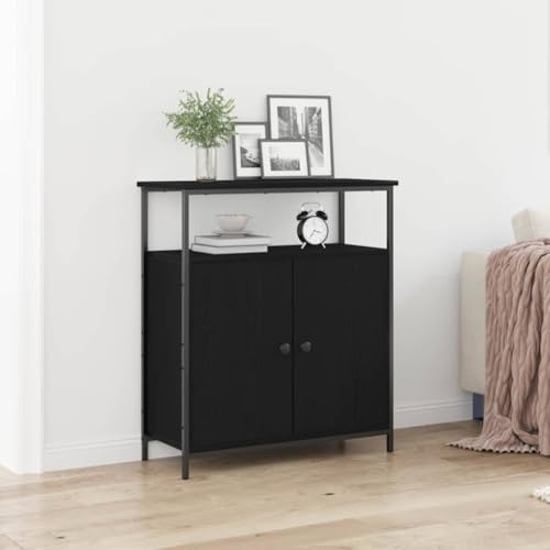 INLIFE Sideboard Schwarze Eiche 70 x 30 x 80 cm Holzwerkstoff,Möbel,Schränke,Sideboards,Schwarz,18.05 KG,862972 von INLIFE