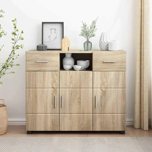 INLIFE Sideboard Sonoma Eiche 88.5 x 30.5 x 73 cm Holzwerkstoff,Möbel,Möbelgarnituren,Wohnzimmermöbel-Sets,Sonoma Eiche,27.54 KG,880283 von INLIFE