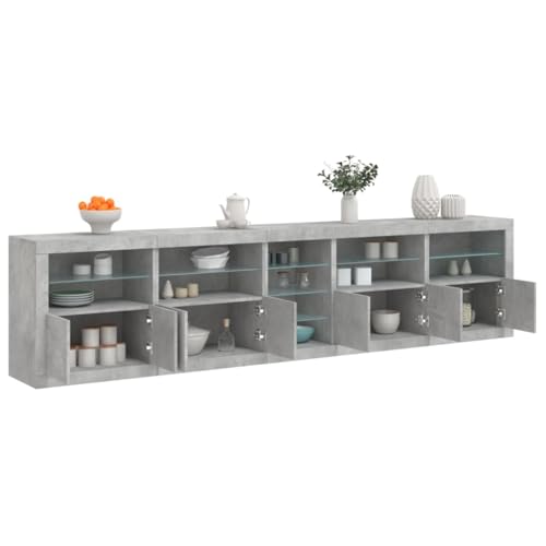 INLIFE Sideboard mit LED-Leuchten Betongrau 283x37x67 cm,Möbel,Schränke,Sideboards,Grau,97.96 KG,3209026 von INLIFE