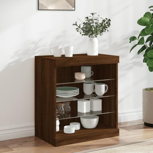 INLIFE Sideboard mit LED-Leuchten Braun Eichen-Optik 60,5x37x67 cm,Möbel,Schränke,Sideboards,Braun,20 KG,836699 von INLIFE